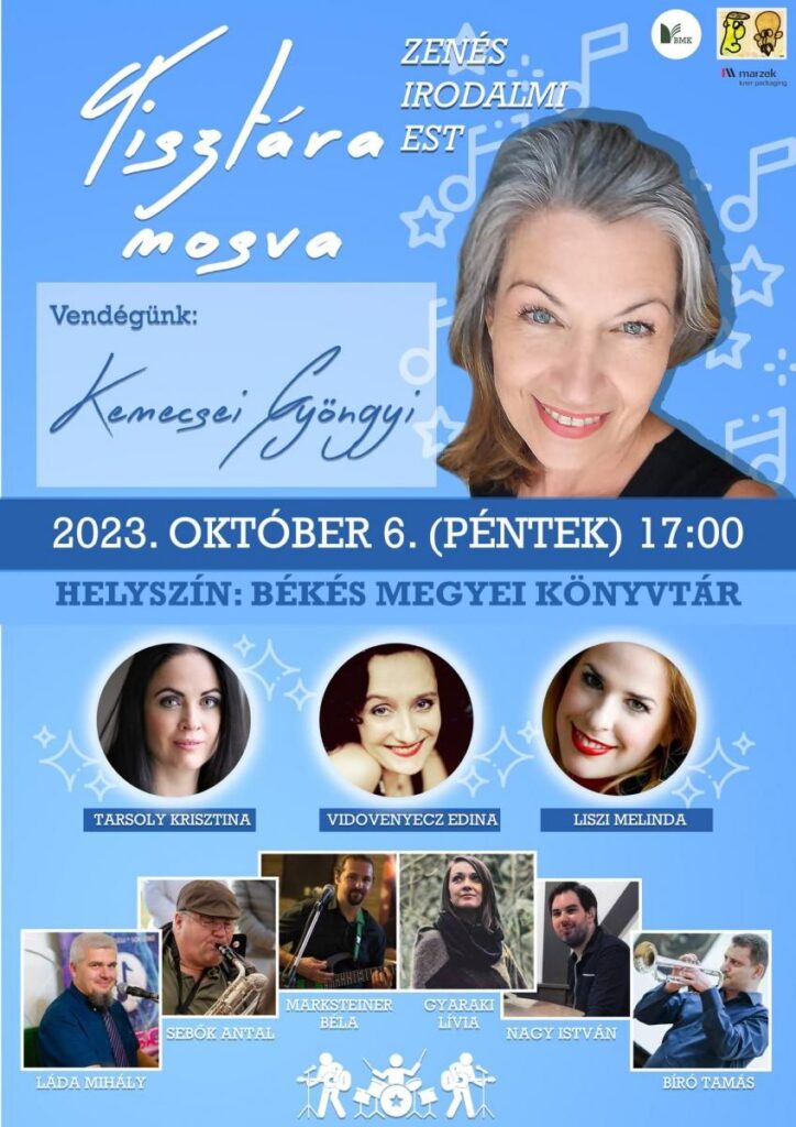Tisztára mosva – zenés irodalmi est Kemecsei Gyöngyivel